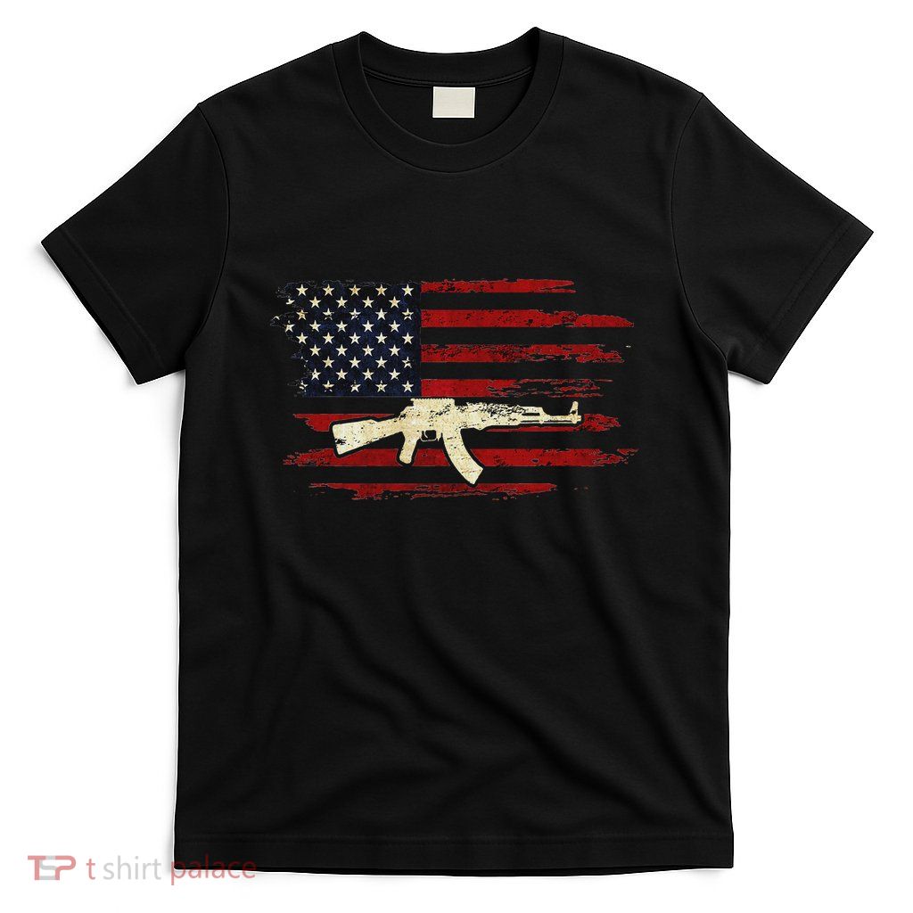 Usa Flag Guns Weapons Rifles 2a Amendment Fathers Day Gift T-Shirt