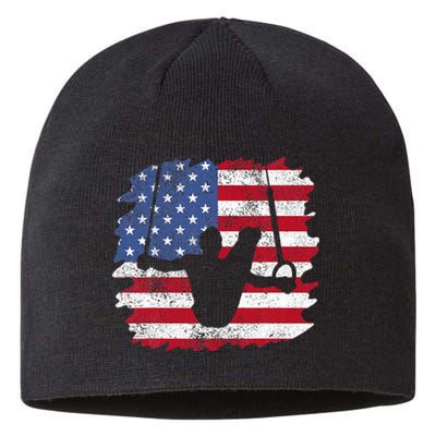 Usa Flag Gymnastics Rings I American Rings Gymnast Sustainable Beanie