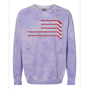 Us Flag Hockey Stick Patriotic American Hockey Player Hockey Colorblast Crewneck Sweatshirt