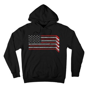 Us Flag Hockey Stick Patriotic American Hockey Player Hockey Hoodie