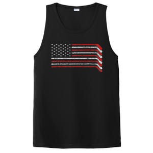 Us Flag Hockey Stick Patriotic American Hockey Player Hockey PosiCharge Competitor Tank