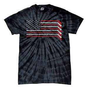 Us Flag Hockey Stick Patriotic American Hockey Player Hockey Tie-Dye T-Shirt