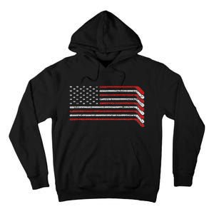 Us Flag Hockey Stick Patriotic American Hockey Player Hockey Tall Hoodie