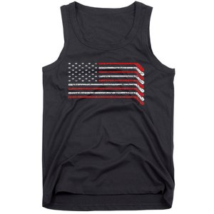 Us Flag Hockey Stick Patriotic American Hockey Player Hockey Tank Top