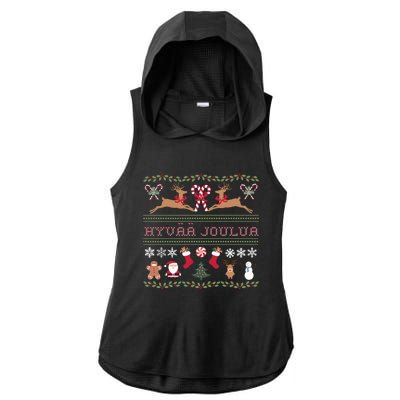 Ugly Finnish Hyvaa Joulua Merry Christmas Novelty Apparel Ladies PosiCharge Tri-Blend Wicking Draft Hoodie Tank