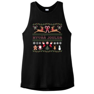 Ugly Finnish Hyvaa Joulua Merry Christmas Novelty Apparel Ladies PosiCharge Tri-Blend Wicking Tank