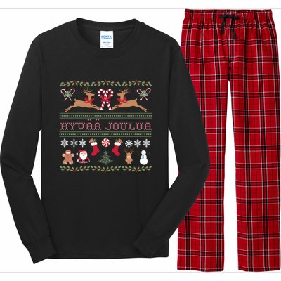 Ugly Finnish Hyvaa Joulua Merry Christmas Novelty Apparel Long Sleeve Pajama Set