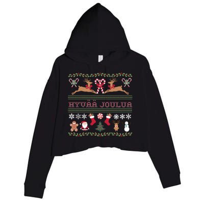 Ugly Finnish Hyvaa Joulua Merry Christmas Novelty Apparel Crop Fleece Hoodie