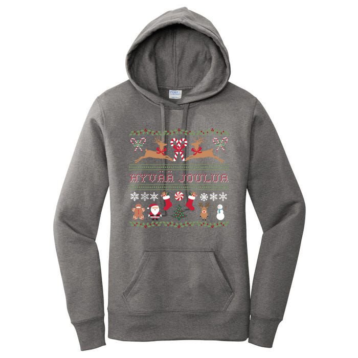 Ugly Finnish Hyvaa Joulua Merry Christmas Novelty Apparel Women's Pullover Hoodie