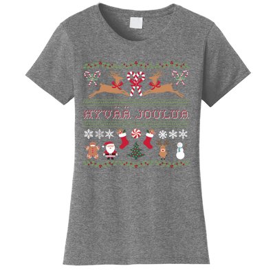 Ugly Finnish Hyvaa Joulua Merry Christmas Novelty Apparel Women's T-Shirt