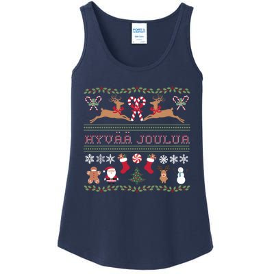 Ugly Finnish Hyvaa Joulua Merry Christmas Novelty Apparel Ladies Essential Tank