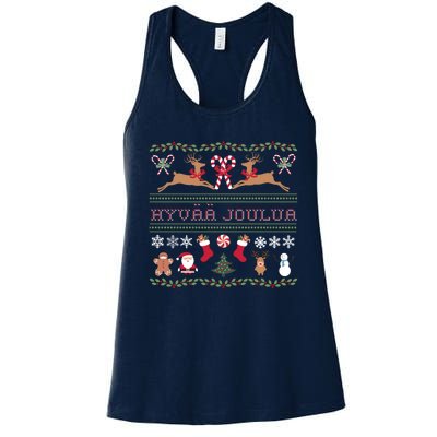 Ugly Finnish Hyvaa Joulua Merry Christmas Novelty Apparel Women's Racerback Tank