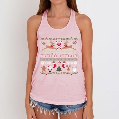 Ugly Finnish Hyvaa Joulua Merry Christmas Novelty Apparel Women's Knotted Racerback Tank