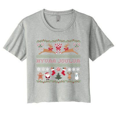 Ugly Finnish Hyvaa Joulua Merry Christmas Novelty Apparel Women's Crop Top Tee