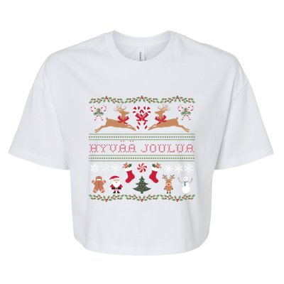 Ugly Finnish Hyvaa Joulua Merry Christmas Novelty Apparel Bella+Canvas Jersey Crop Tee