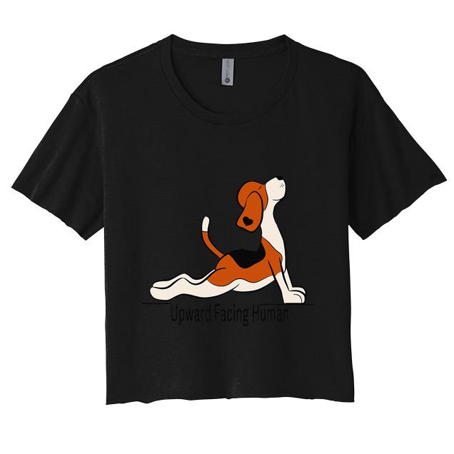 Upward Facing Human Womens Funny Dog Yoga Crop Top