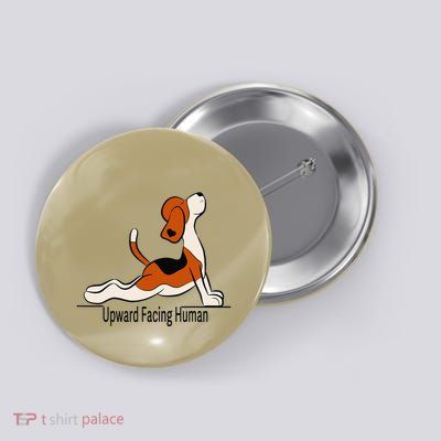Upward Facing Human Womens Funny Dog Yoga Button