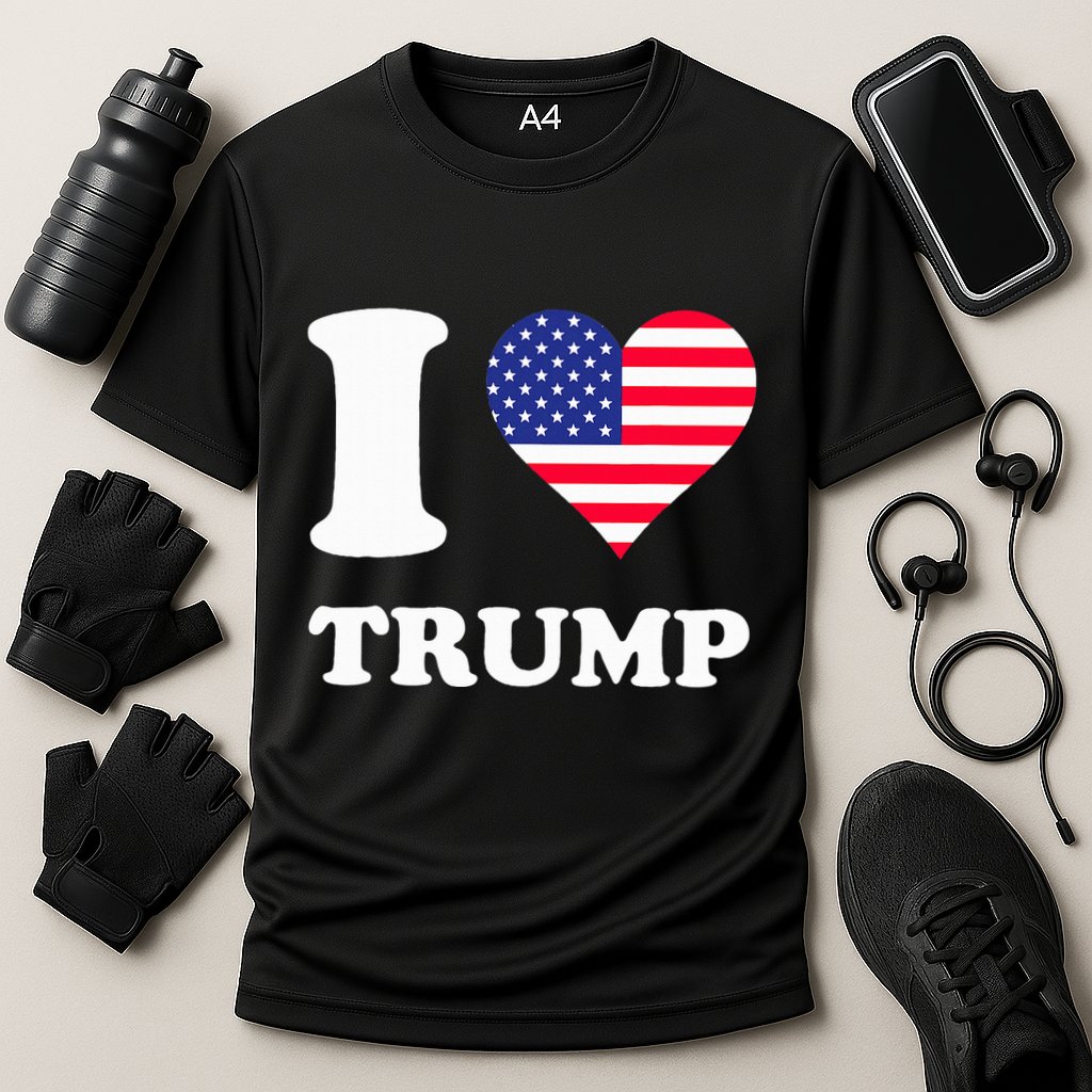 Usa Flags Heart I Love Trump Cooling Performance Crew T-Shirt