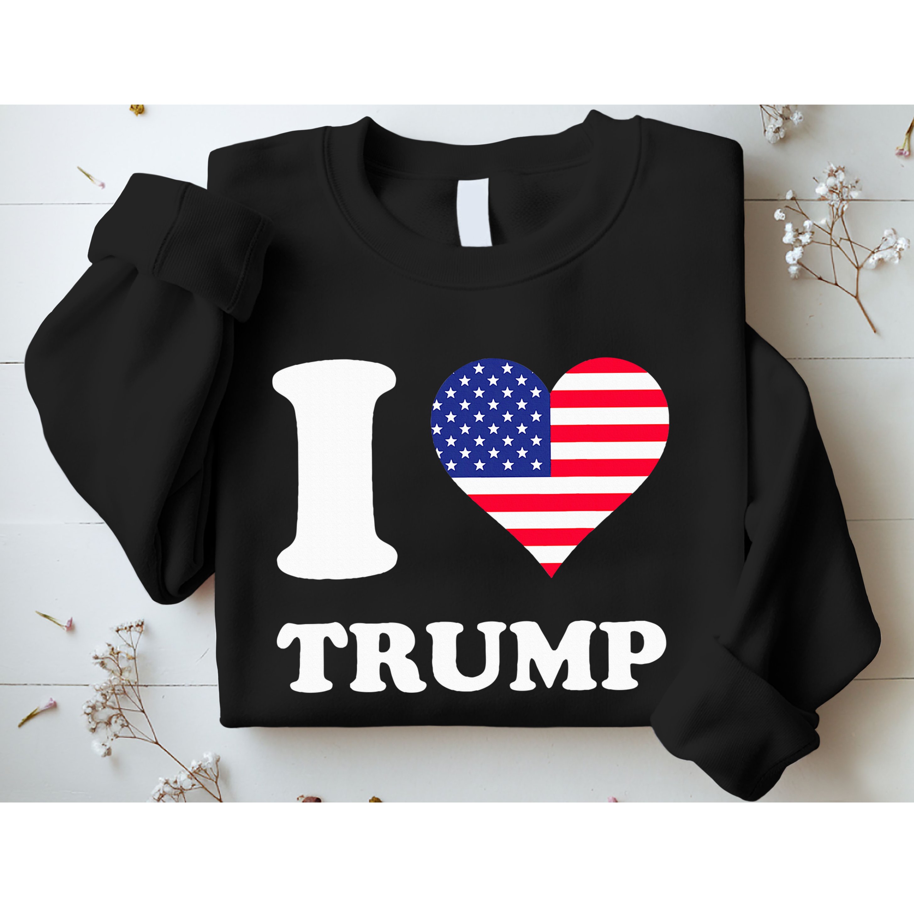 Usa Flags Heart I Love Trump Sweatshirt