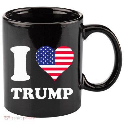 Usa Flags Heart I Love Trump 11oz C Handle Ceramic Mug