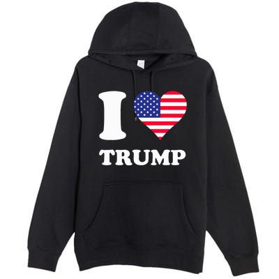 Usa Flags Heart I Love Trump Premium Pullover Hoodie
