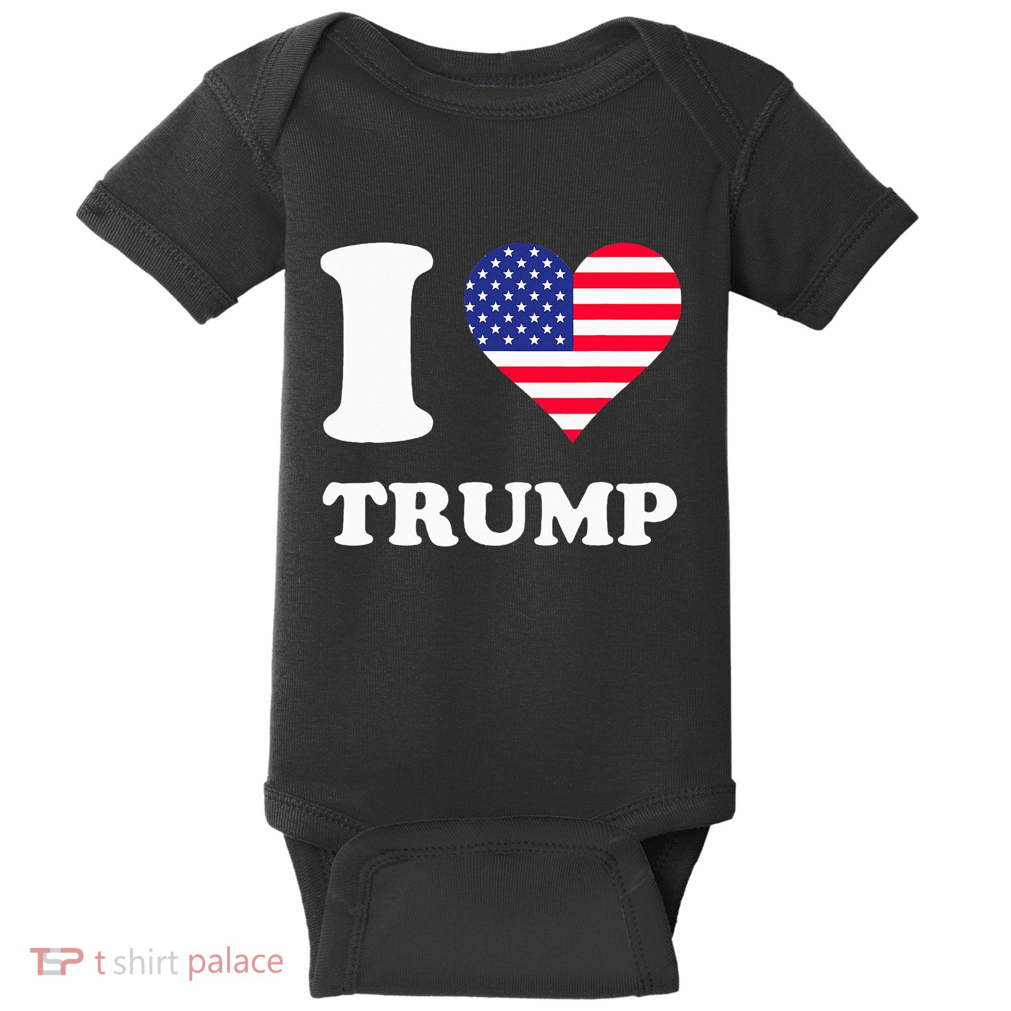 Usa Flags Heart I Love Trump Baby Bodysuit