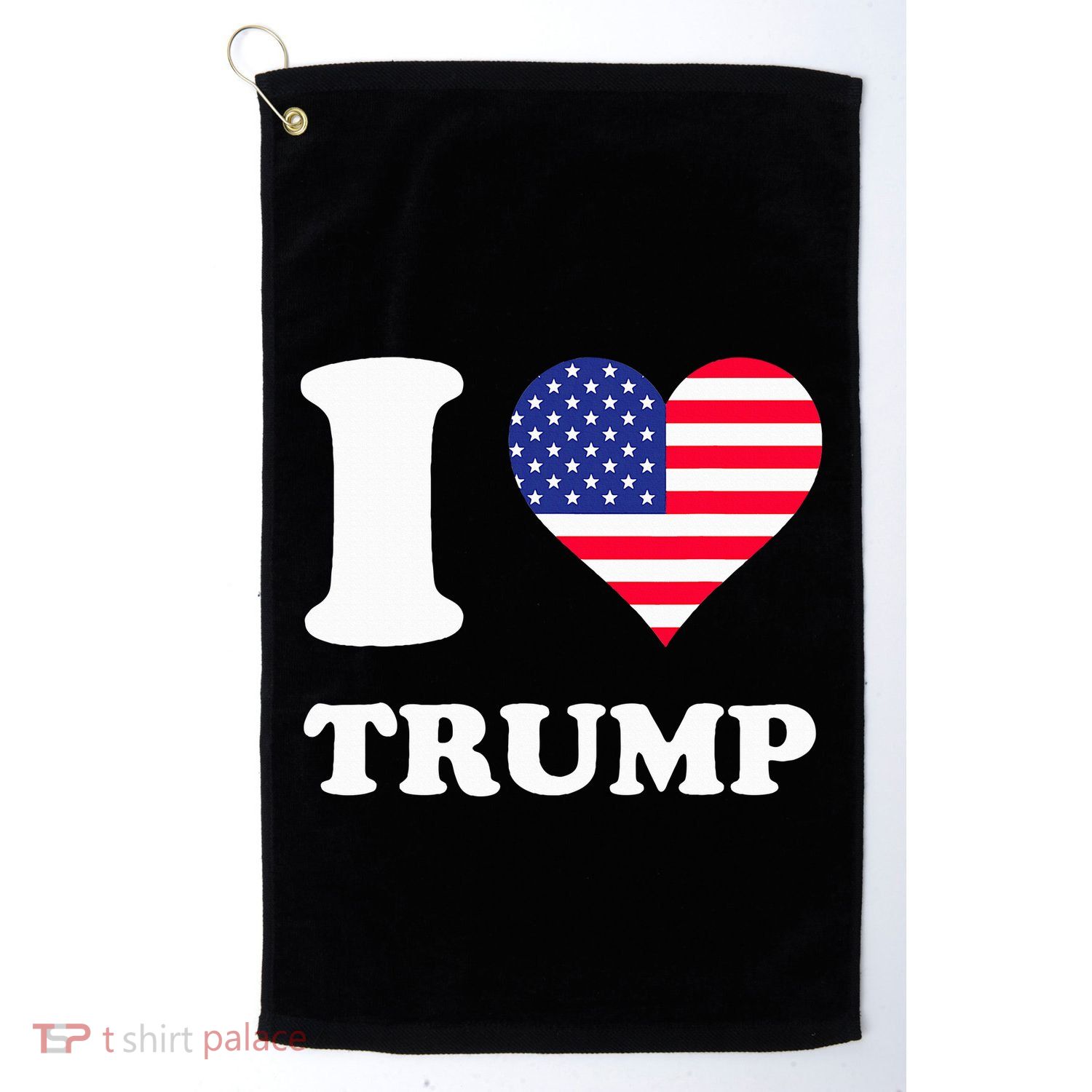 Usa Flags Heart I Love Trump Golf Towel