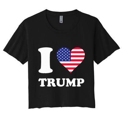 Usa Flags Heart I Love Trump Crop Top
