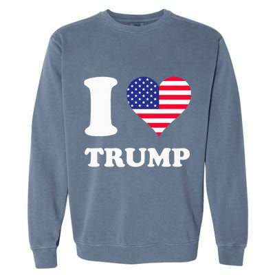 Usa Flags Heart I Love Trump Garment-Dyed Sweatshirt