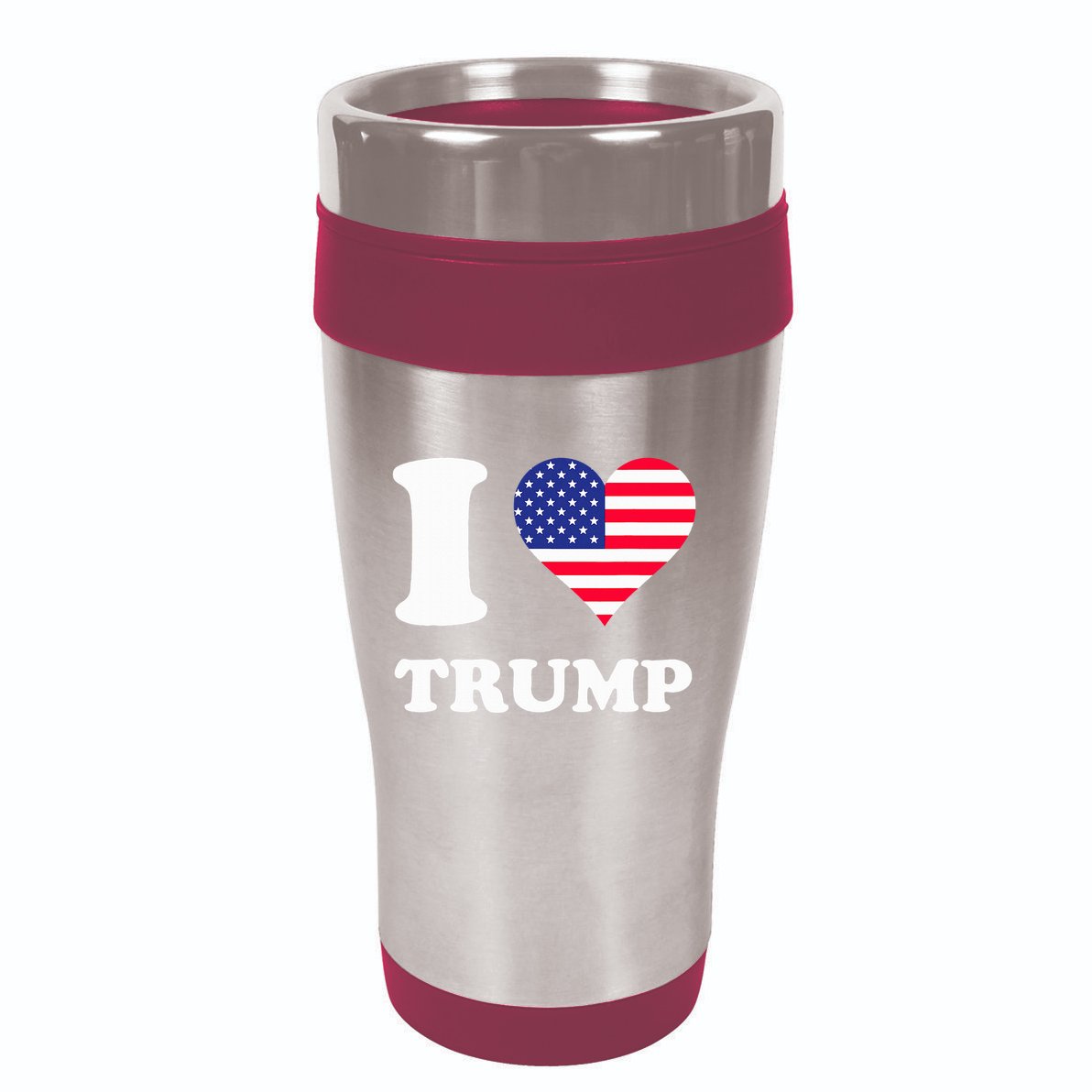 Usa Flags Heart I Love Trump 16oz Travel Tumbler