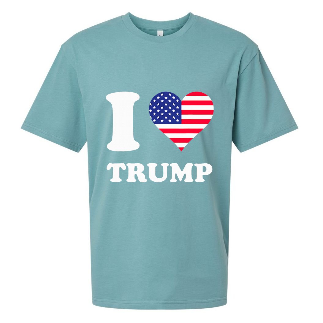 Usa Flags Heart I Love Trump Sueded Cloud Jersey T-Shirt
