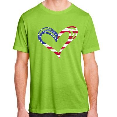 USA Flag Heart American Patriotic Armed Forces Memorial Day Adult ChromaSoft Performance T-Shirt