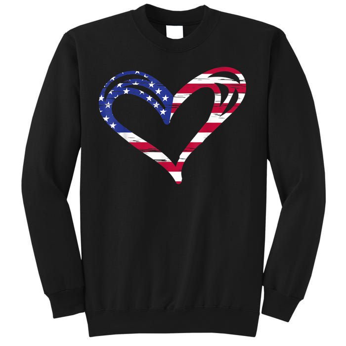 USA Flag Heart American Patriotic Armed Forces Memorial Day Sweatshirt