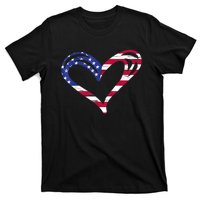 USA Flag Heart American Patriotic Armed Forces Memorial Day T-Shirt