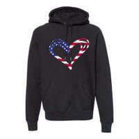 USA Flag Heart American Patriotic Armed Forces Memorial Day Premium Hoodie