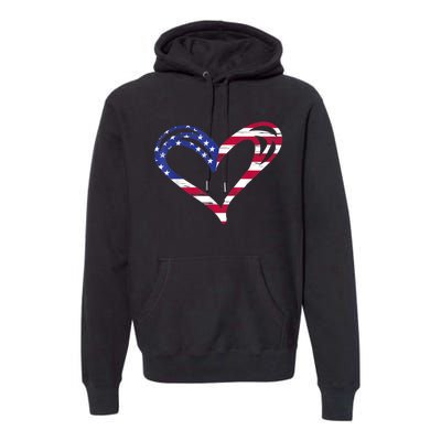 USA Flag Heart American Patriotic Armed Forces Memorial Day Premium Hoodie