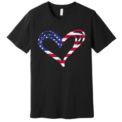 USA Flag Heart American Patriotic Armed Forces Memorial Day Premium T-Shirt