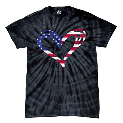 USA Flag Heart American Patriotic Armed Forces Memorial Day Tie-Dye T-Shirt