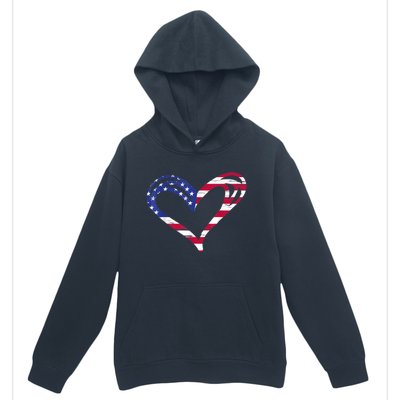 USA Flag Heart American Patriotic Armed Forces Memorial Day Urban Pullover Hoodie