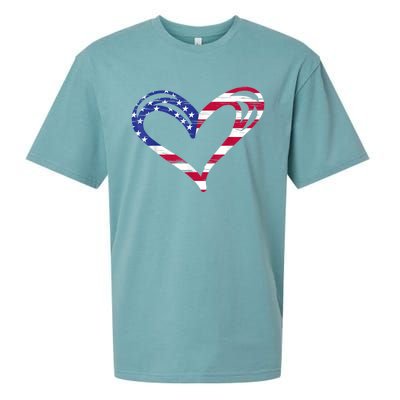 USA Flag Heart American Patriotic Armed Forces Memorial Day Sueded Cloud Jersey T-Shirt