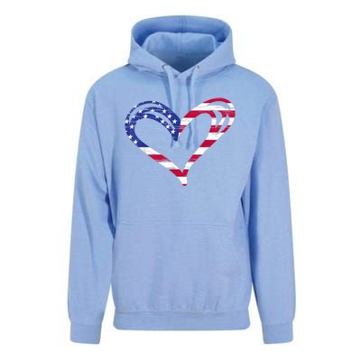 USA Flag Heart American Patriotic Armed Forces Memorial Day Unisex Surf Hoodie