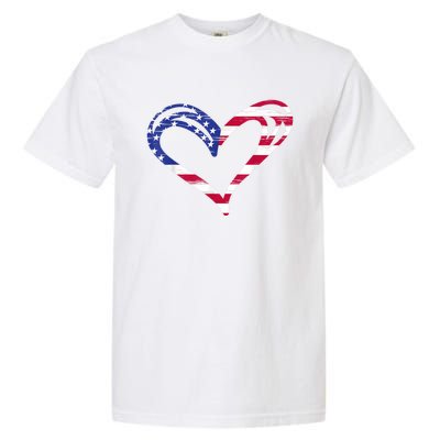 USA Flag Heart American Patriotic Armed Forces Memorial Day Garment-Dyed Heavyweight T-Shirt