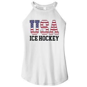 USA Flag Hockey Player American USA Ice Hockey Women’s Perfect Tri Rocker Tank