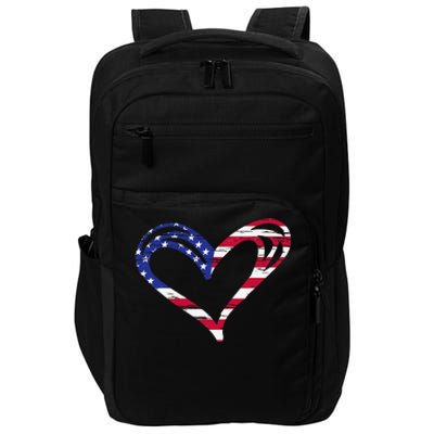 USA Flag Heart American Patriotic Armed Forces Memorial Day Impact Tech Backpack