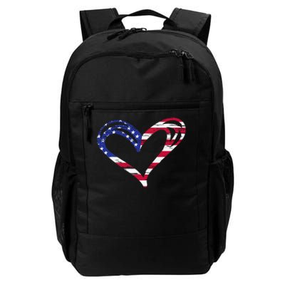 USA Flag Heart American Patriotic Armed Forces Memorial Day Daily Commute Backpack