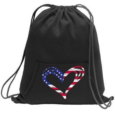 USA Flag Heart American Patriotic Armed Forces Memorial Day Sweatshirt Cinch Pack Bag