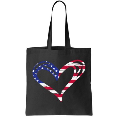 USA Flag Heart American Patriotic Armed Forces Memorial Day Tote Bag