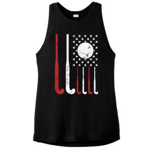 Usa Field Hockey Gift American Flag Fockey Lovers Gift Ladies PosiCharge Tri-Blend Wicking Tank