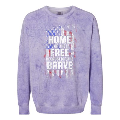 US Flag Home Of The Free Because Of The Brave Colorblast Crewneck Sweatshirt