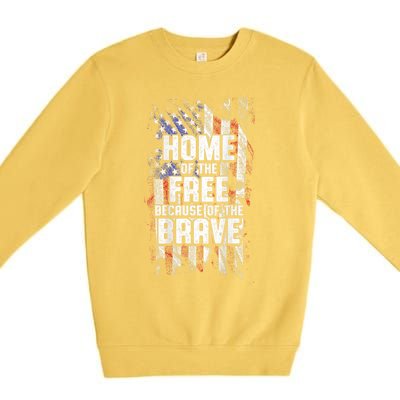 US Flag Home Of The Free Because Of The Brave Premium Crewneck Sweatshirt